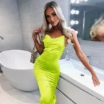 CZCCWD Neon Satin Backless Midi Dress: Sexy Bodycon with Lace-Up Halter - Image 7
