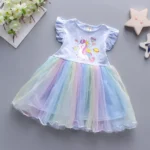 Disney Girls' Unicorn Princess Dress: Flying Sleeves for Summer Parties - Image 8