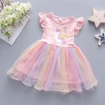 Disney Girls' Unicorn Princess Dress: Flying Sleeves for Summer Parties - Image 7