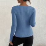 Product Title AOSSVIAO Rib-Knit V-Neck Sweater Elegant Pullover Top for Autumn & Winter - Image 24