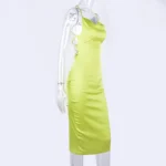 CZCCWD Neon Satin Backless Midi Dress: Sexy Bodycon with Lace-Up Halter - Image 26