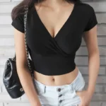 V-Neck Crop Top: Sexy Summer T-Shirt with Korean Fashion Style - Image 19