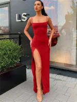 Women's Sexy Bodycon Sheath Dress Summer Spaghetti Strap & Split Design - Image 5